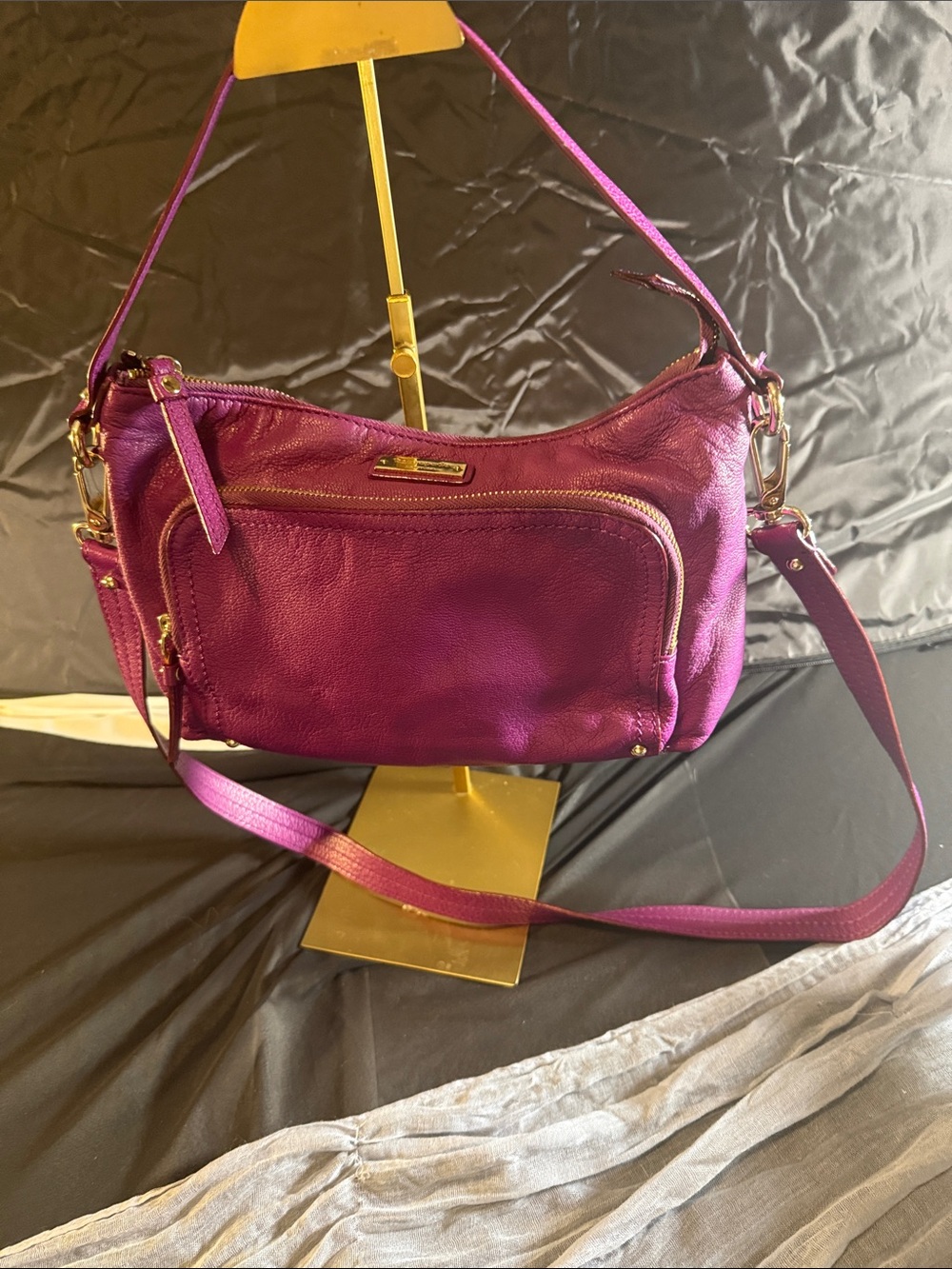 kate spade Magenta Leather Crossbody Bag with Gold Hardware